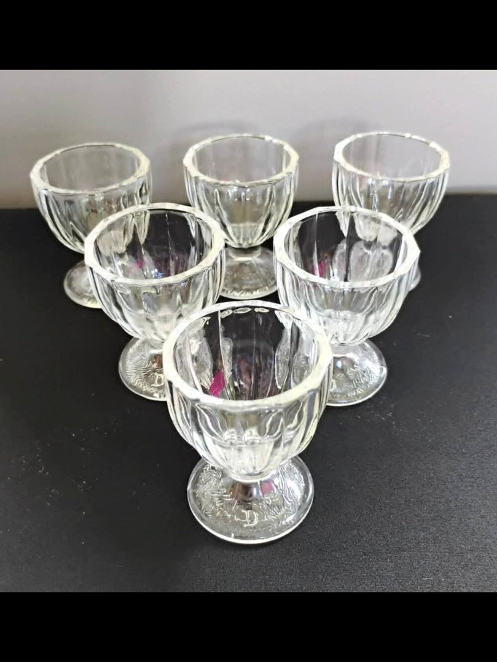 Vintage Dominion Glass Pedestal Egg Cups - Set of 6